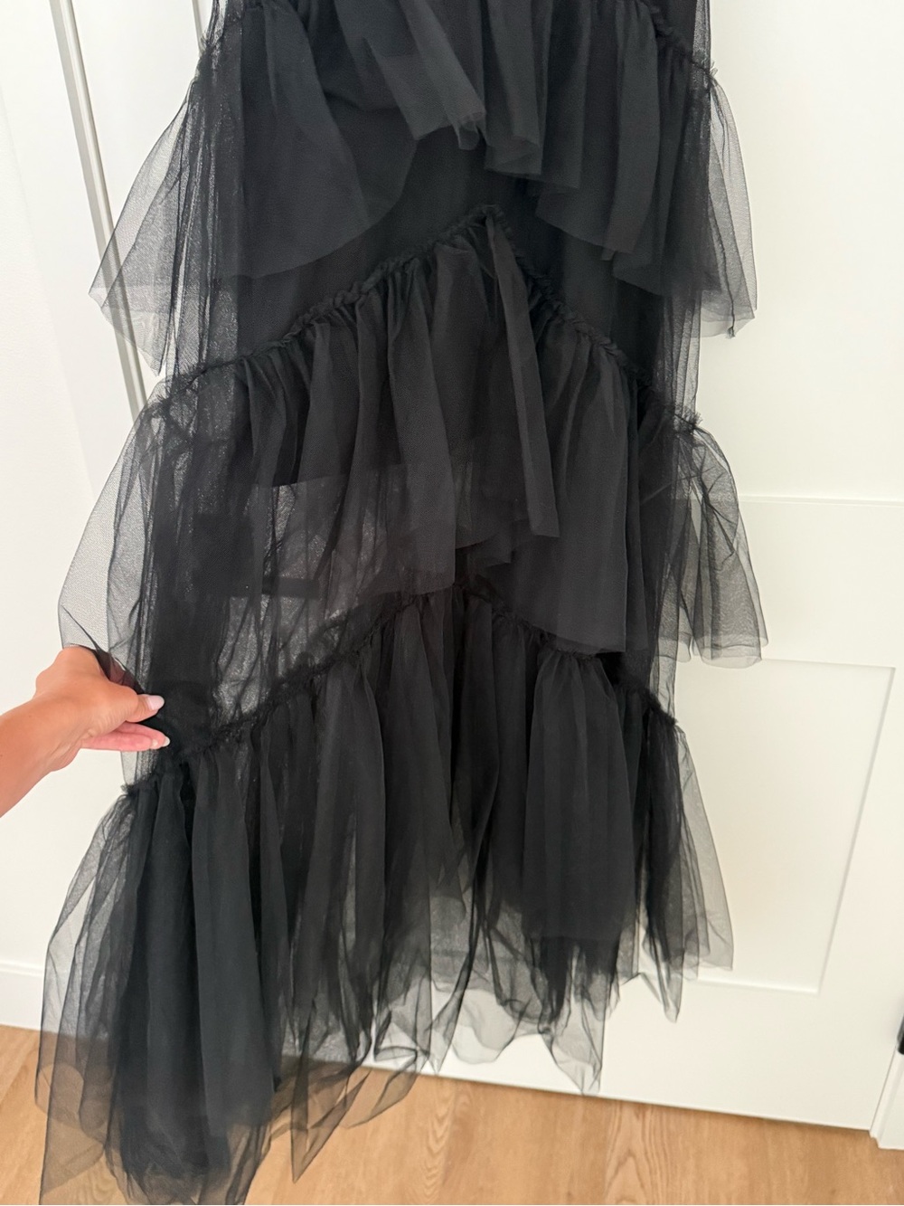 BCBG Black Tiered Tulle Evening Dress - Picture 6 of 6